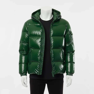 Top Quality Men Glossy Green Puffer Jacket Hooded Winter <b>Bubble</b> <b>Coat</b> Shiny Insulated Zip Up Streetwear Outdoor Outerwear - Product Image 1