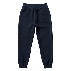 <b>Men's</b> <b>Navy</b> Blue Cotton <b>Joggers</b> Full Length Solid Color Casual Elastic Waist Knitted Breathable Embroidery Summer Wear - Product Image 5