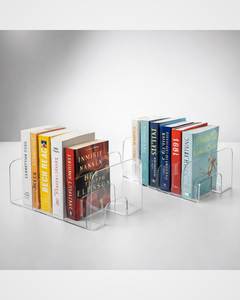 Modern Clear Acrylic Bookend Set For Heavy Bookshelves Home Office Decorative Organizer Display - Product Image 1