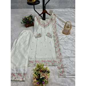 Hermosos Kurti y Dupatta bordados para mujer para fiestas Conjunto elegante de ropa de fiesta - Product Image 1