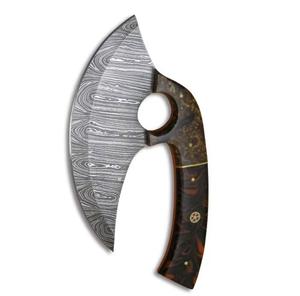 Couteau à pizza unique en acier Damas fait main avec manche en bois personnalisé et étui en cuir Steel Craft International - Product Image 1