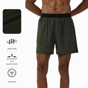 Shorts de sport personnalisés pour hommes avec boucle porte-serviette, poche zippée, respirants, confortables, avec bande réfléchissante, pour la course à pied - Product Image 1