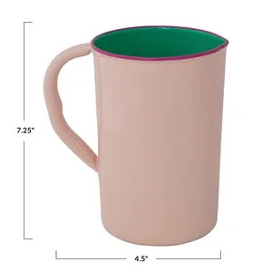 Pichet en céramique rose et vert, grande capacité, avec poignée, design minimaliste, vaisselle pour la maison - Product Image 3
