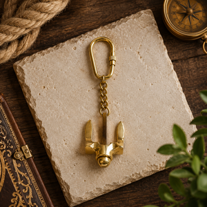 Porte-clés Ancre en Laiton Doré SHUBHAM, Léger, Impression Numérique, Souvenir Nautique - Product Image 1