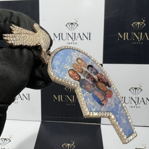 Pendentif personnalisé en moissanite plaqué or rose avec photo de cœur, certifié IGI, pour homme, style hip-hop, charms glacés - Product Image 4