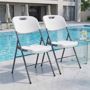 Chaise pliante en plastique blanc HDPE moulée par soufflage avec cadre en acier, idéale pour événements extérieurs, mariages, fêtes, jardin et camping – Portable et directement de l'usine à prix abordable - Product Image 3