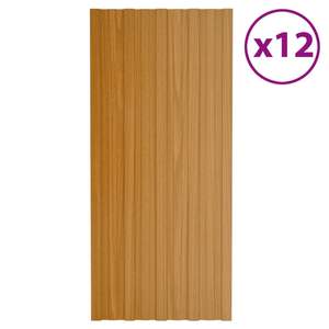 Set di 12 pezzi di tegole in acciaio zincato naturale 39.4 \ "x17.7 \" pannelli per tetti di colore naturale - Product Image 1
