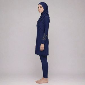 Ensemble Burkini Modeste 4 Pièces pour Femme, Manches Longues, Grande Taille, Maillot de Bain, Leggings, Tenue de Plage Active, Décontractée, Respirante, Écologique - Product Image 6