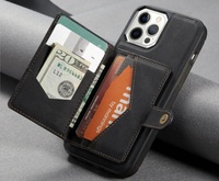 Funda de Lujo de Cuero Genuino para Teléfono con Billetera Magnética Extraíble Carcasa Híbrida a Prueba de Golpes para Smartphone