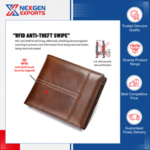 Highest Selling Superior Quality Vintage Style Waterproof PU Leather Zipper Closure Polyester Lining Men's <b>Wallet</b> <b>RFID</b> Blocking - Product Image 3