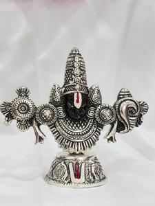 Estatua Religiosa de 7.5 Pulgadas con Rostro del Dios Balaji en Plata Antigua Pulida, para Decoración del Hogar y Espacios Sagrados. - Product Image 1