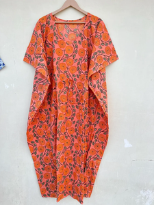 Robe caftan indienne en coton à fleurs Caftan long en mousseline de soie pour les mamans qui attendent une couverture de plage - Product Image 5