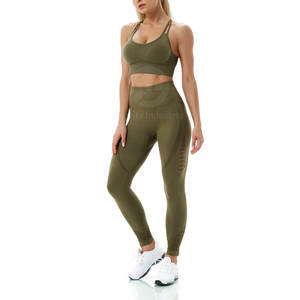 Vente directe usine – Ensemble de yoga pour femme, taille haute, 2 pièces, respirant, écologique, logo frontal, Spandex/Polyester - Product Image 5
