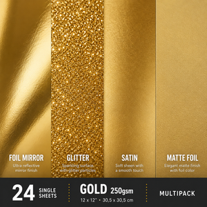 Luxury Gold Cardstock Multipack Glitter Foil Mirror Specialty Art Craft Paper for DIY Craft Cardmaking ScrapbookingJournals - Product Image 2
