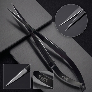 Tijeras de Belleza Profesionales de Punta Fina Curvada, Acero Inoxidable, Acción de Resorte, Agarre Ergonómico para Cejas, Pestañas y Cutículas - Product Image 6