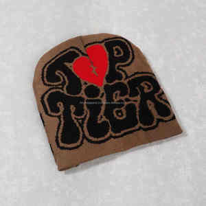 Gorro de calavera de punto con logotipo de Jacquard de invierno personalizado para hombre, gorro con estampado cálido para viajes y ropa de playa - Product Image 4