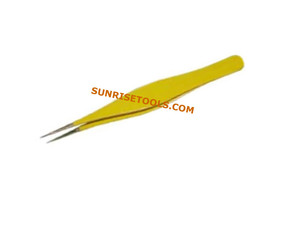 Pince à épiler cosmétique en acier inoxydable, forme irrégulière, manche jaune, outils de fabrication de bijoux, manipulation précise, 160 mm - Product Image 2