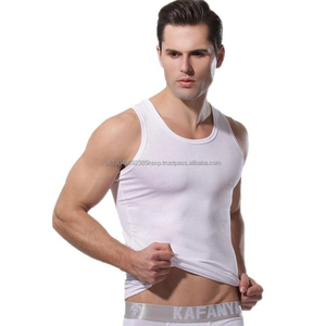 Débardeur de sport pour homme en coton pur, à large bande, motif uni, épaules larges, sans manches, t-shirt de fitness, camisole - Product Image 5