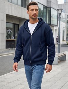 Customize Hoodie Hot Selling Zipper Blank Hoodies Hysaf Apparels Co Navy Blue Cotton Ykk Zipup Hoodies Hysaf Apparels Co Hoodies - Product Image 5