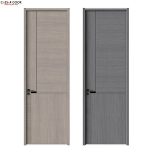 ประตูไม้ตกแต่งภายในสไตล์โมเดิร์นหรูหรา แบบผลัก-ดึง สำหรับห้องทางเข้าบ้าน ประตูไม้จริง ไม้อัด MDF สำหรับอพาร์ทเมนต์ โรงแรม - Product Image 1