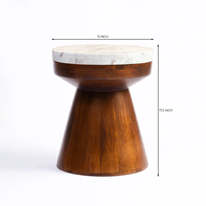 Modern Solid Wood Multi-functional Convertible Extendable Nightstand Mango Wood Side Table with Sawar Marble - Product Image 2