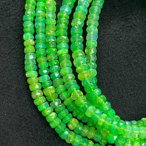 Cuentas de Ópalo Verde Facetadas en Forma de Rondelle de 3-5 mm, Nueva Tendencia en Cuentas de Piedras Preciosas, Piedra de Nacimiento de Octubre, Venta al por Mayor, Certificado CMA - Product Image 1