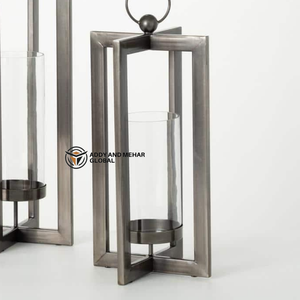 Lanterne de luxe moderne en résine d'os, porte-bougie cylindrique en verre, pot décoratif contemporain pour bougie pilier, Noël, maison, hôtel - Product Image 4