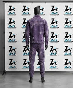 Conjunto de Pantalones Cargo y Chaqueta Vaquera Estampada con Lavado Ácido Estilo Vintage de Diseño de Fabricante, Chándal Casual de Calle de Longitud Completa - Product Image 2