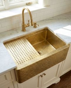 Évier de cuisine en laiton de qualité supérieure, fait main, durable, à cuve profonde, finition élégante, idéal pour les projets d'amélioration de la maison contemporains - Product Image 6