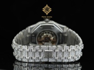 นาฬิกาข้อมือ Pahal Jewels รุ่นลิมิเต็ดอิดิชั่น ดีไซน์สปอร์ตหรูหรา สำหรับทั้งชายและหญิง ขนาด 40 มม. ตัวเรือนสแตนเลสสตีล หน้าปัดประดับเพชร โครงกระดูก ขนาดสาย 16 มม. - Product Image 6