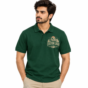 Men's <b>Black</b> Short Sleeve <b>Polo</b> <b>Shirt</b> Solid Color Button Collar Casual Top Summer Men's Business Casual <b>T</b>-<b>shirt</b> Customized - Product Image 2