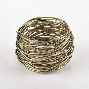 Anillos de Servilleta Redondos de Alambre Minimalistas Ecológicos Personalizados al por Mayor, de Metal Dorado para Decoración de Mesa en Bodas y Fiestas - Product Image 1