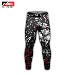 INDEX High Waist Full Length Compression Pants Black <b>White</b> Red Lion Print Sweat-Wicking Spandex Polyester Yoga <b>Leggings</b> - Product Image 1