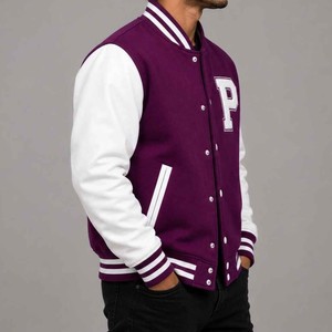 <b>Men</b> varisty jacket <b>Purple</b> White Letter P Varsity Jacket <b>Men</b> Preppy Style Button Front Regular Fit Autumn Wear <b>men</b> varisty jacket - Product Image 6