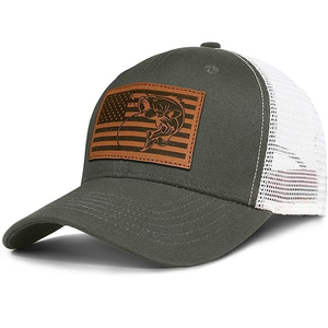 Custom Brand High Quality Mesh <b>Back</b> Promotional Truckers Hats Black Mesh Trucker Hat With Leather <b>Patch</b> Bigfoot Mountain Design - Product Image 6