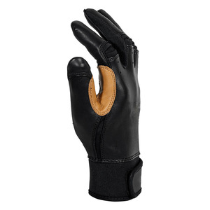 Unique Style Baseball Batting Gloves Black Leather Reinforced Palm Support Breathable <b>Flex</b> Fit Adjustable Wrist OEM Supply - Product Image 5