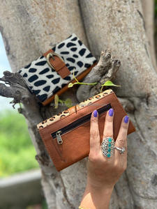 ใหม่กระเป๋าสตางค์ผู้หญิงทำจากผมแท้แบบซ่อนกระเป๋าสตางค์หนังแบบพับสองชั้นมีซิปกระเป๋าคลัทช์พิมพ์ลายสัตว์ขนสัตว์ - Product Image 5