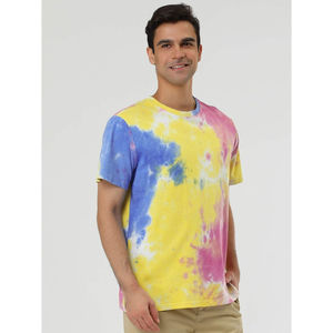 T-shirts en coton à manches courtes personnalisables avec logo, vente en gros, unisexe, plusieurs couleurs, tie-dye doux pour hommes, en promotion - Product Image 2