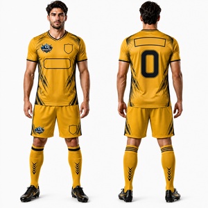 ชุดฟุตบอลขายดี ผ้าโพลีเอสเตอร์ เสื้อฟุตบอลสำหรับฝึกซ้อม เสื้อผ้าฟุตบอลแขนสั้น ชุดทีมชาย - Product Image 1
