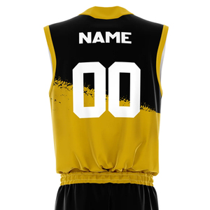 Conjunto de Camiseta de Baloncesto Amarilla Personalizada, sin Mangas, Cuello en V, Impresión Sublimada, Absorbe la Humedad, Unisex para Adultos - Product Image 5