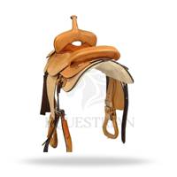 Selle Western en cuir avec arceau en bois pour l'équitation - Équipement équestre