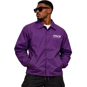 Veste de coach bleu clair pour homme, imperméable, respirante, en nylon, col ouvert à boutons-pression, coupe ample, coupe-vent, veste de pluie - Product Image 6