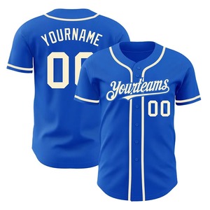 Custom Blue Baseball Jersey With Team Name And Number Screen Printed Unisex Adult Short Sleeve Breathable Polyester Sport Shirt - Product Image 3