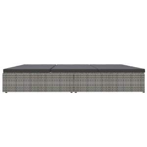 Chaise longue convertible en poly rotin gris foncé avec coussins - Product Image 6