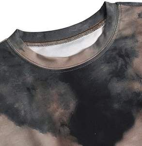 เสื้อยืดคอกลมทรงหลวม แขนสั้น ย้อมสีแบบ Tie Dye คุณภาพสูง ผ้าฝ้ายระบายอากาศดี สไตล์วินเทจ ย้อมสีแบบ Dip Dye และ Acid Wash - Product Image 4