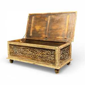 La Mejor Colección de Arte del Himalaya, Baúl Vintage Hecho a Mano de Madera Maciza con 2 Compartimentos, Decoración Combinable, Garantía de 10 Años, MOQ 1 Contenedor - Product Image 2