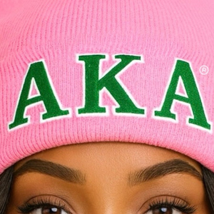 AKA Pink Beanie Embroidered Knit <b>Hat</b> <b>Warm</b> Winter Cap Stylish Streetwear Fashion Accessory Comfortable Fit - Product Image 6