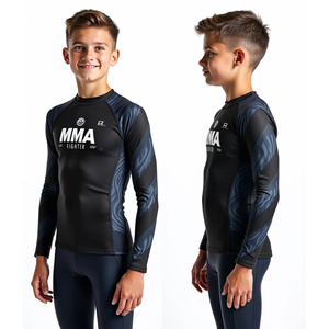 เสื้อรัดกล้ามเนื้อ MMA แบบสั่งทำพิเศษ สำหรับ BJJ Grappling Jiu Jitsu ชุดฝึกซ้อม พิมพ์ลายแบบ Sublimation แขนยาว สำหรับออกกำลังกาย ฟิตเนส และกีฬา - Product Image 4