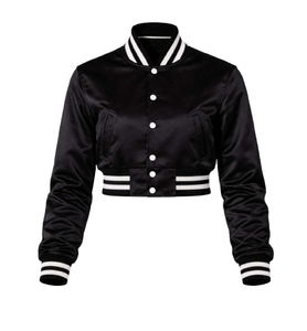 New Winter Fashion Style Women Customized Wholesale Plus Size Satin <b>Varsity</b> <b>Jacket</b> With Embriodry Logo - Product Image 1