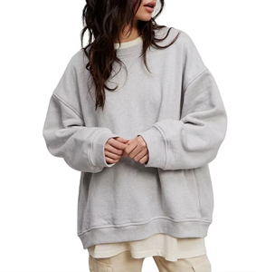 Sweat-shirt à capuche surdimensionné de haute qualité, couleur unie, personnalisé, manches longues, poids lourd 400g, appliques, coton/bambou, pour femmes - Product Image 5
